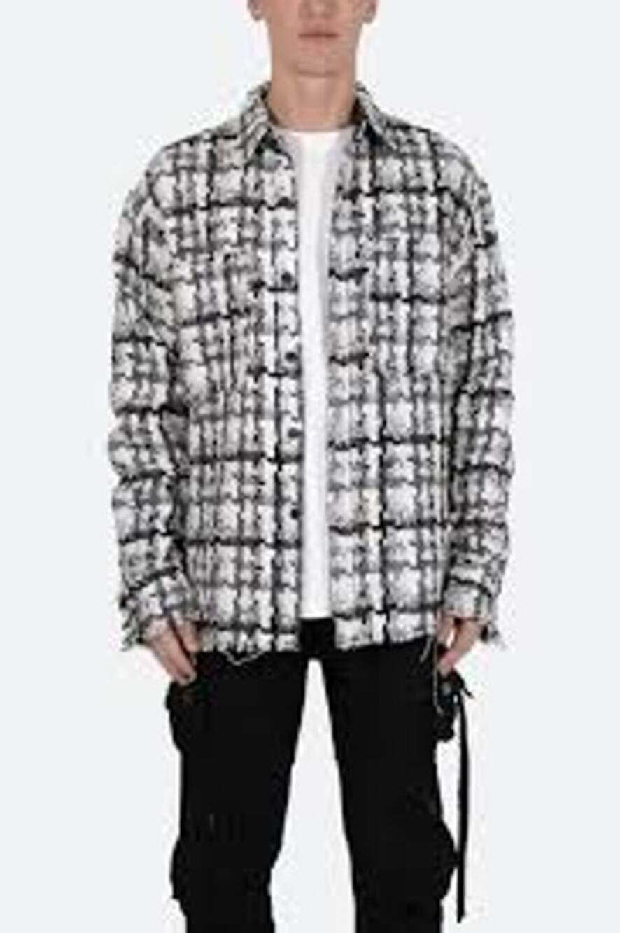 MNML Mens Heavyweight Raw Edge Flannel Black/White Size L
